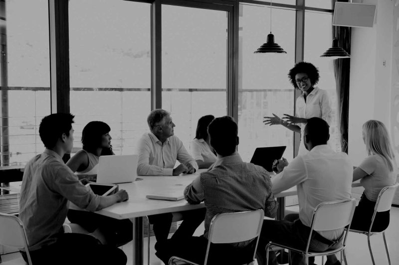 bigstock Businesswoman presenting to co BW o